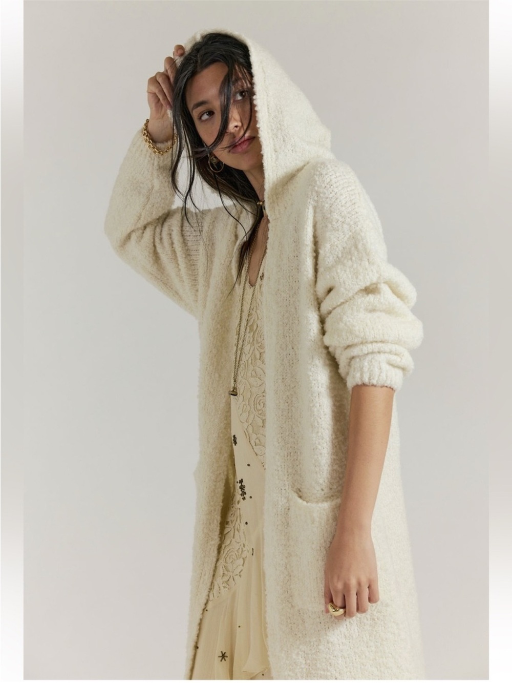 Free People Obi Boucle Long Hooded Cardi